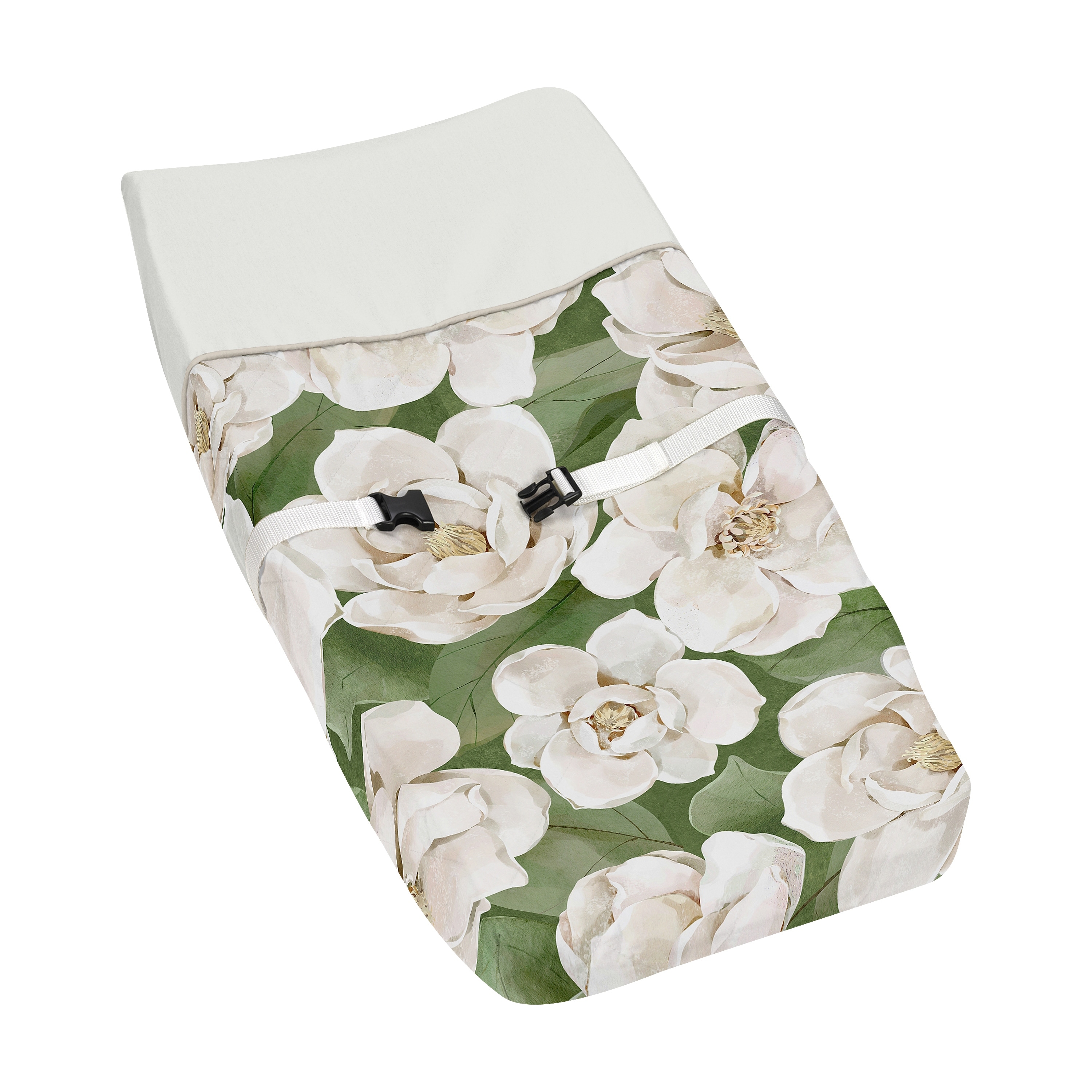 Boho Flower Floral Girl Changing Pad Cover Ivory Shabby Chic Bohemian Watercolor Garden Wildflower Nature Modern Elegant Beige