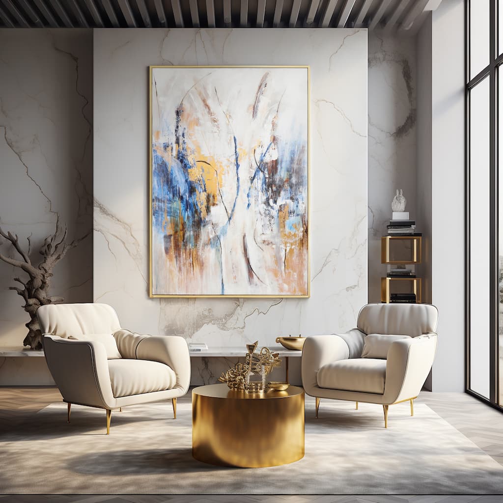 Sagebrook Home Modern 74X50 Framed Abstract Canvas,Rectangle Wall Art