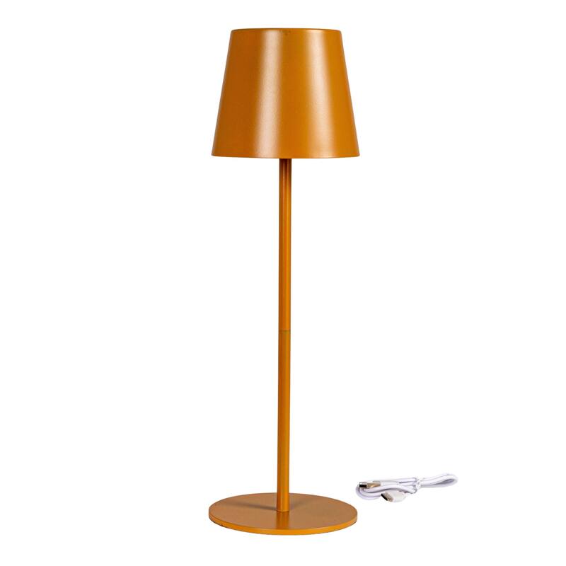 Metal LED Rechargeable Table Lamp with Touch Sensor, Brown - 4.3"L x 4.3"W x 14.5"H