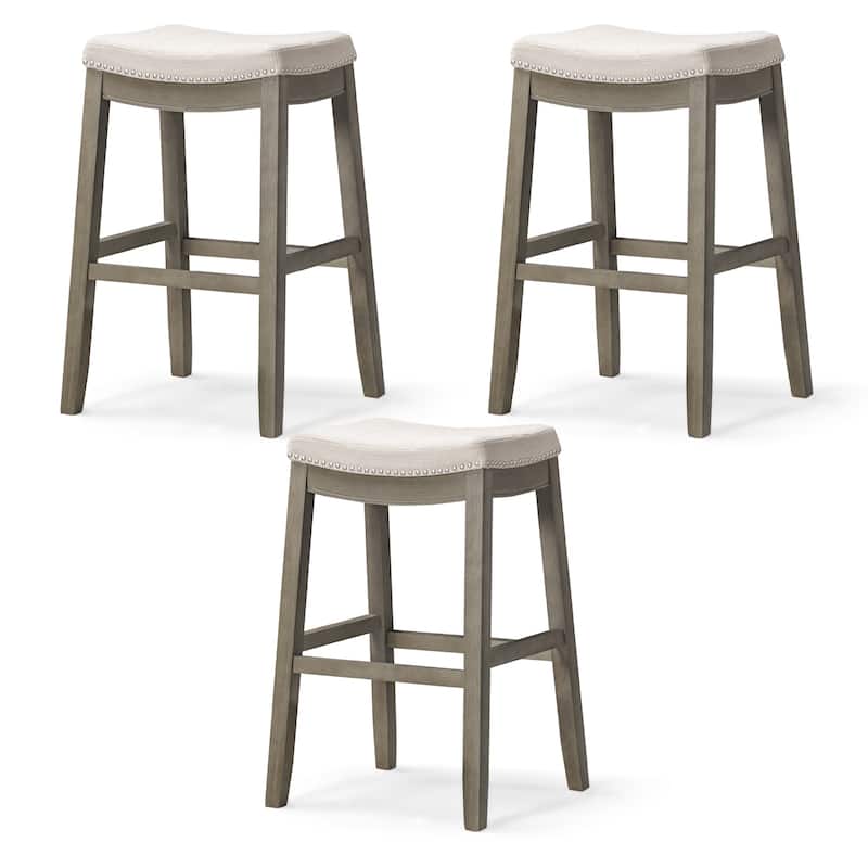 Maven Lane 31" Sophia Backless Bar Height Kitchen Stool - Set of 3 - Aged Grey
