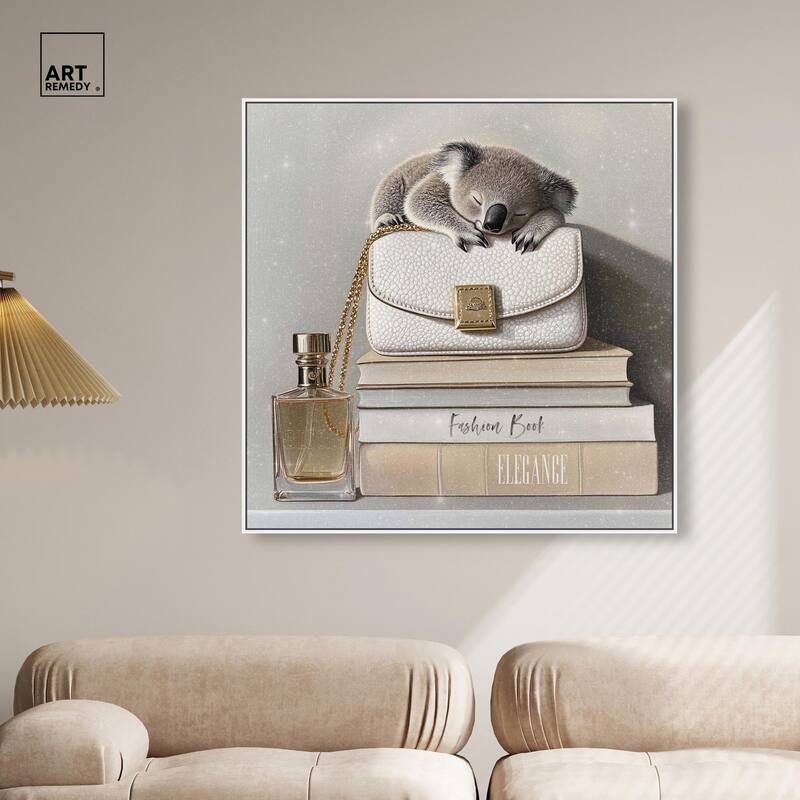 Koala on Fashion Books Canvas by Art Remedy