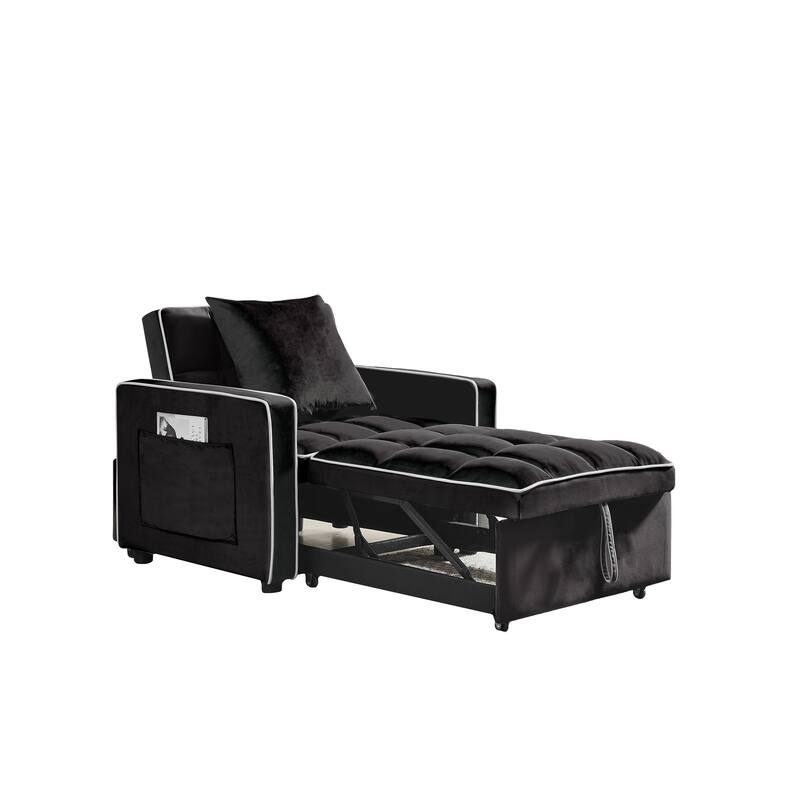 Multifunctional Velvet Sleeper Sofa Chair - Convertible Couch, Chaise & Ottoman