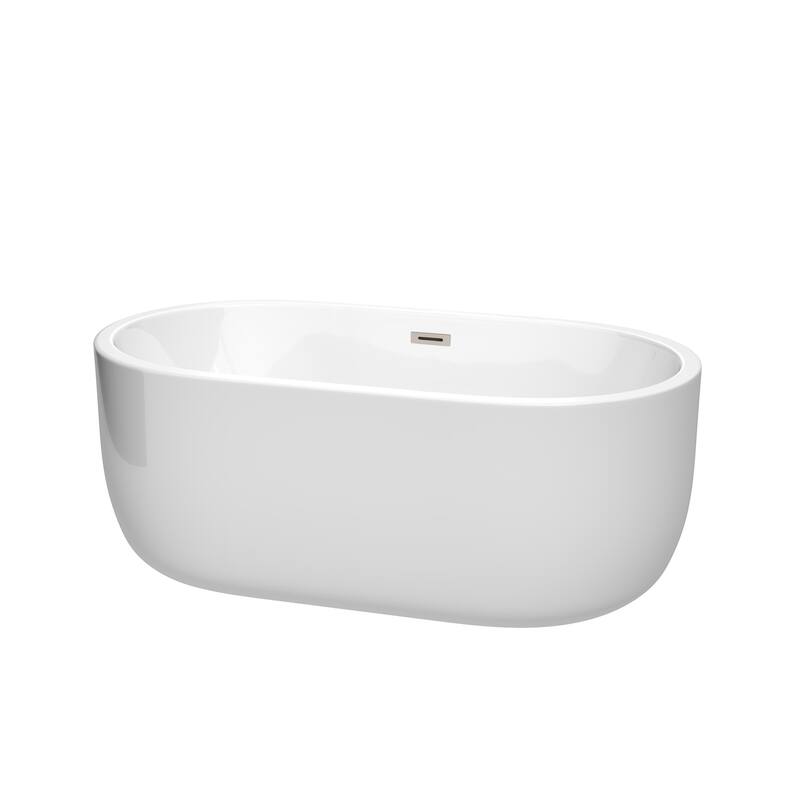 Wyndham Collection Juliette 60" Free Standing Acrylic Soaking Tub with - White / Brushed Nickel Trim