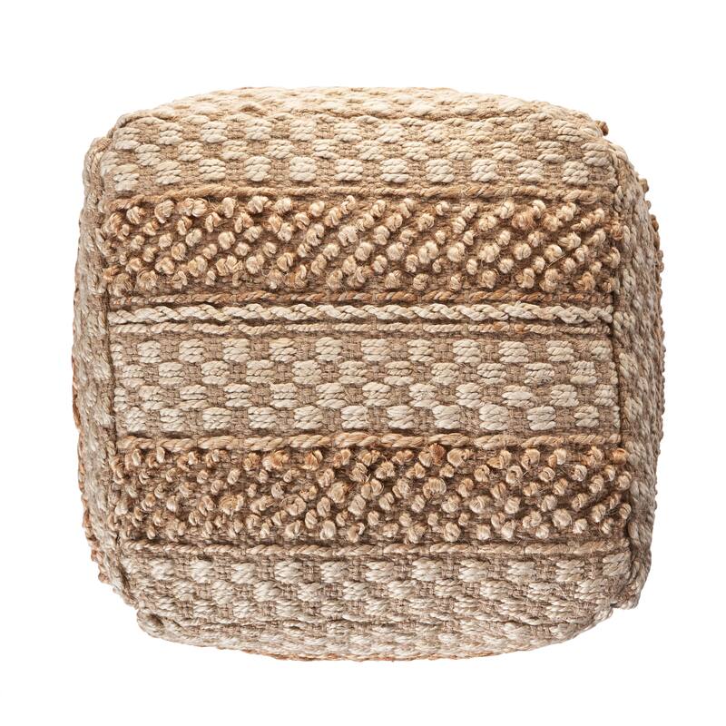 Sevita Natural Jute Checkered Pouf