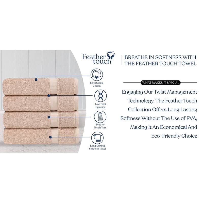 Delara Organic Cotton Luxuriously Plush Bath Towel Pack of 4 |GOTS & OEKO-TEX Certified |650 GSM Long Staple