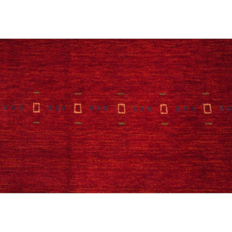 Hand Knotted Oriental 100% Wool Carpet Tribal Animal Pictorial Red Gabbeh Area Rug - 10' 0'' X 6' 9''