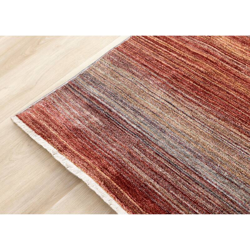 Olivia Collection - Distressed Geometric Red White Grey Area Rug