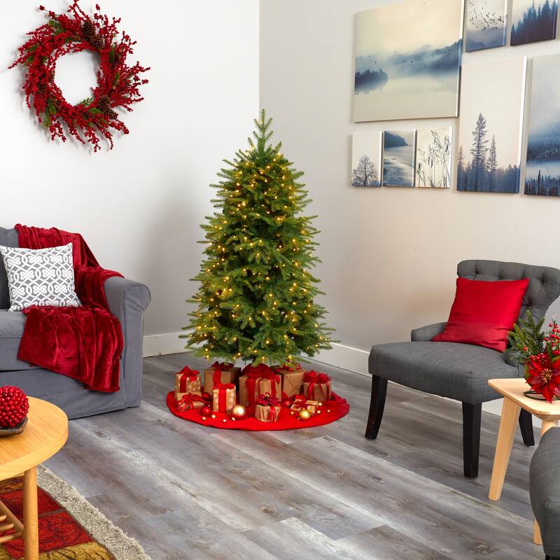 5ft. Fir Look Artificial Christmas Tree with 350 Clear LED Lights and 1054 Branches - Lush Festive X-Mas Display