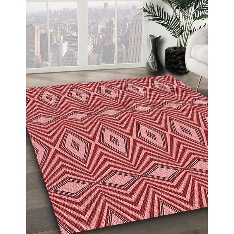 Ahgly Company Machine Washable Transitional Light Coral Pink Area Rugs