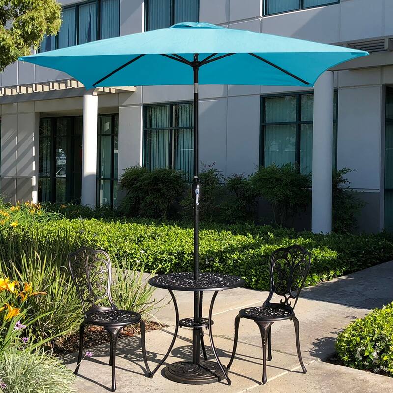 6.5 Square Patio Umbrella with Tilt and 4 Sturdy Ribs , Aqua Color - 6.5ft blue metal sunny patio umbrella