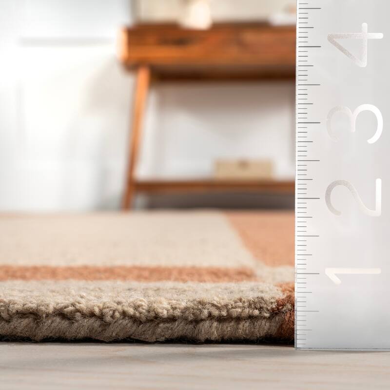 Gino Two-Tone Bordered Wool Area Rug