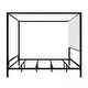 preview thumbnail 13 of 21, Metal 4-Poster Bed Frame Modern Canopy Upholstered Bed with Tall Upholstered Headboard