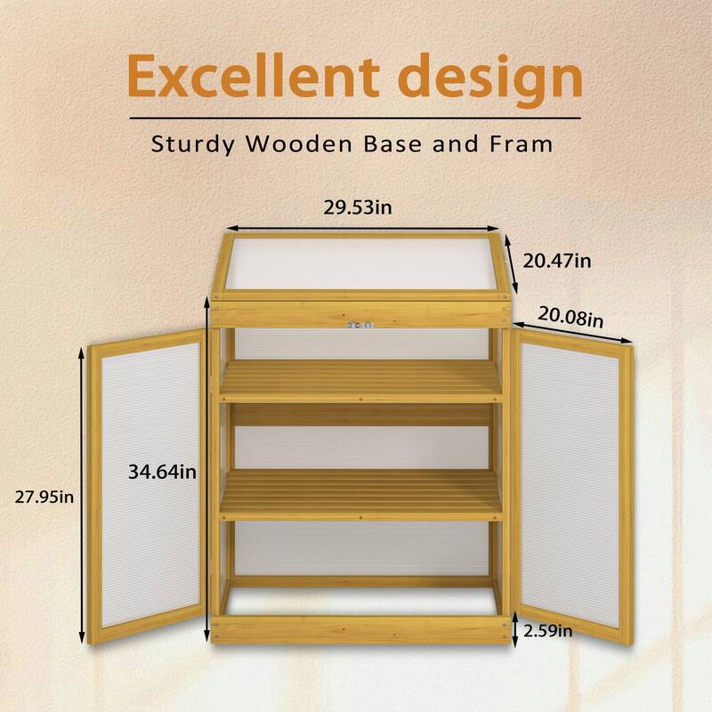 29.53" Wood Greenhouse Cold Frame Greenhouse for Outdoor