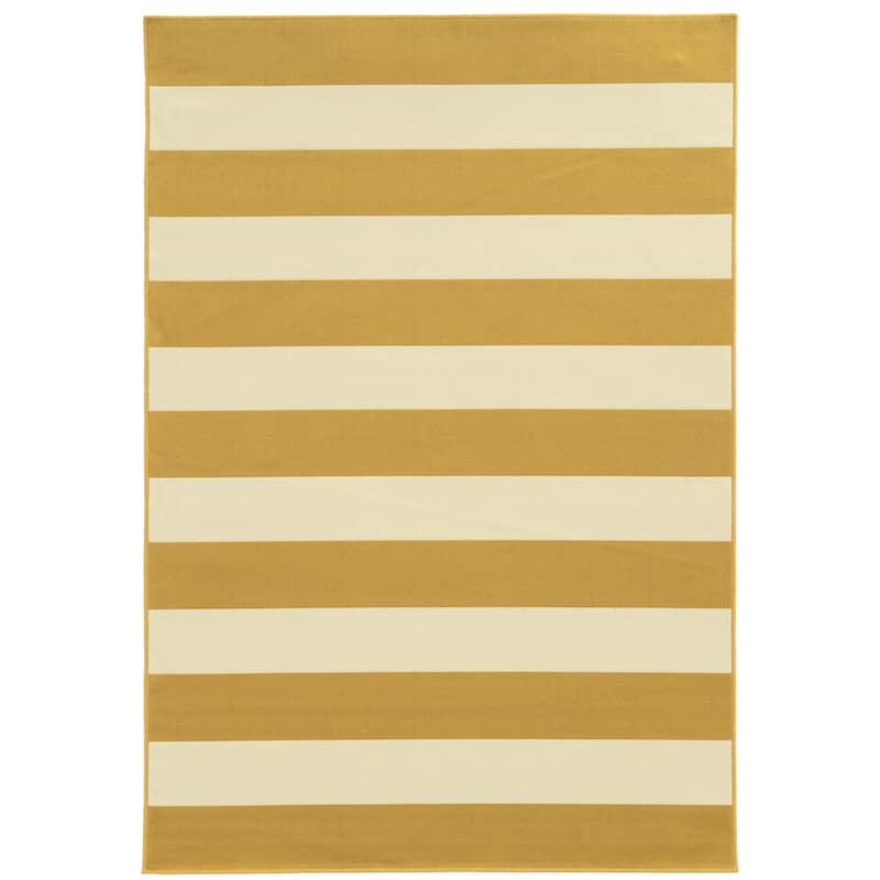 Plaisir Gold Ivory Geometric Outdoor Casual Area Rug
