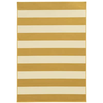 Plaisir Gold Ivory Geometric Outdoor Casual Area Rug