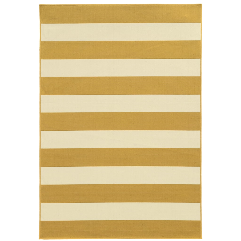 Plaisir Gold Ivory Geometric Outdoor Casual Area Rug
