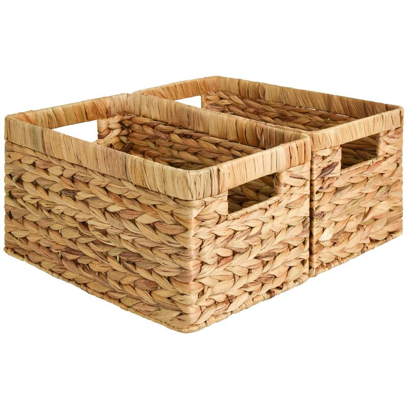 StorageWorks 2-Pack Wicker Storage Basket with Built-in Handle - 8.25"D x 13.25"W x 7"H - Water Hyacinth