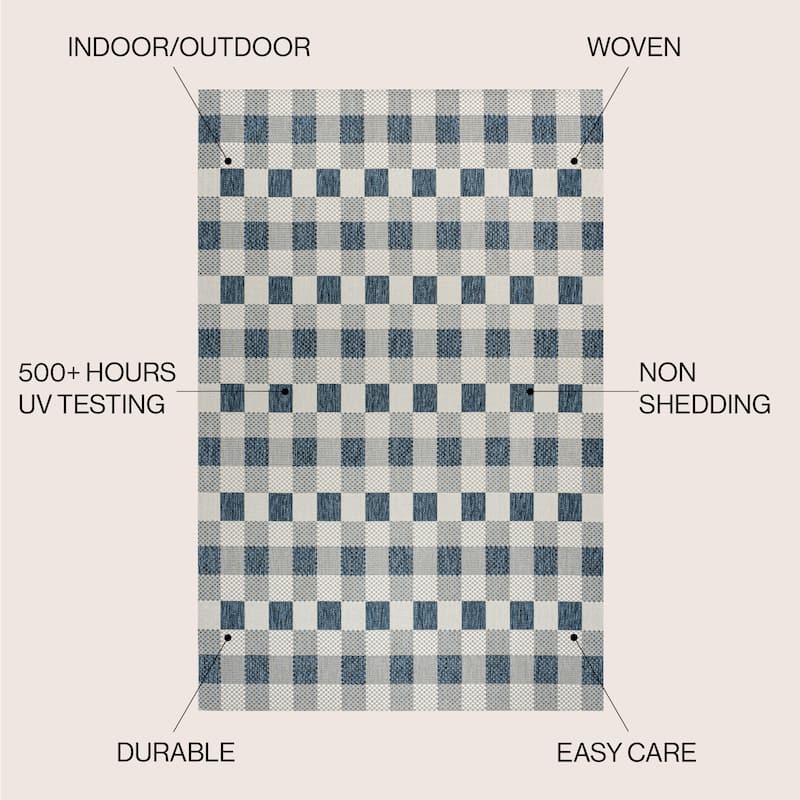 JONATHAN Y Biot Traditional Geometric Bold Gingham Black/Cream Indoor/Outdoor Area Rug