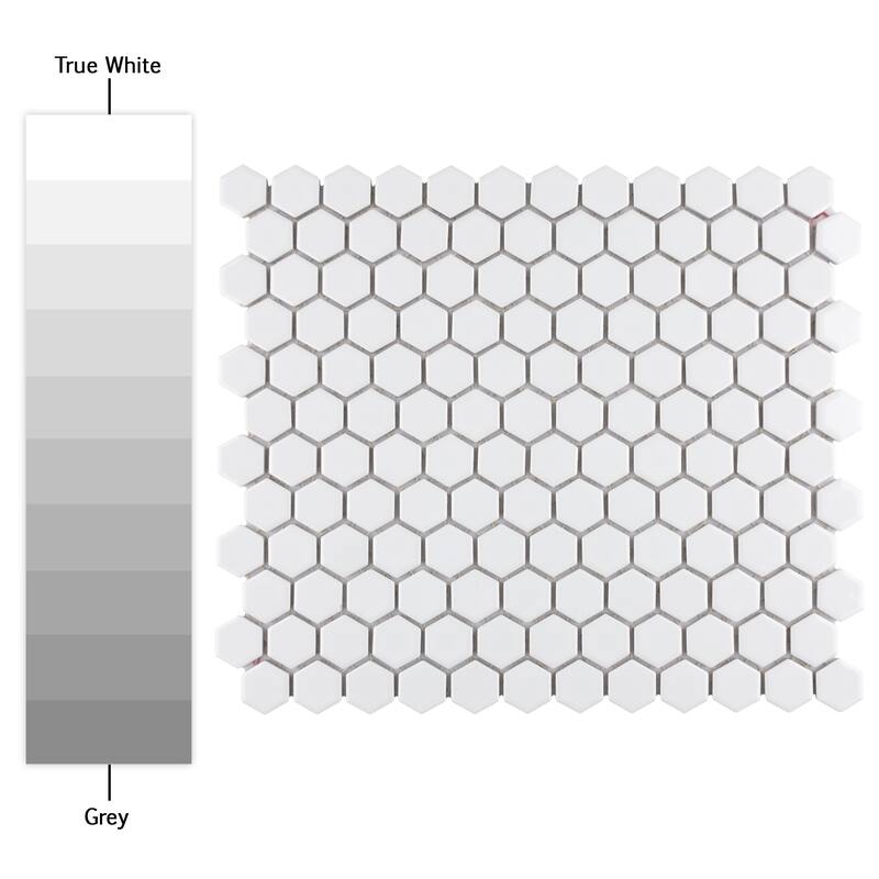 Merola Tile Metro 1" Hex Glossy White 10-1/4" x 11-7/8" Porcelain Floor and Wall Tile