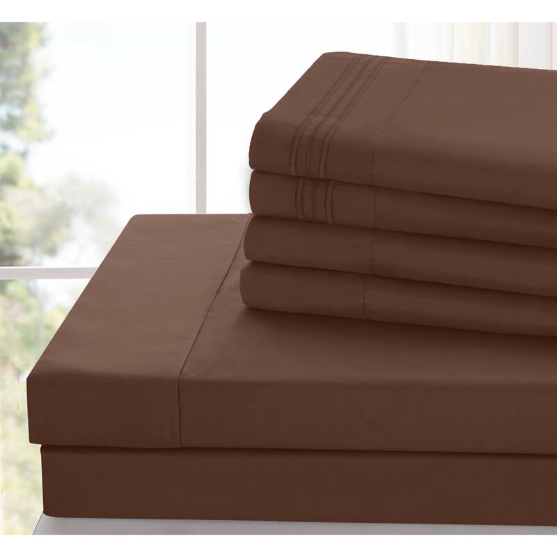 6 Piece Bed Sheet Set Deep Pocket Ultra Soft Microfiber Bedding Sheets