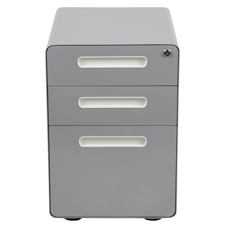 Ergonomic 3-Drawer Mobile Locking Filing Cabinet Storage Organizer