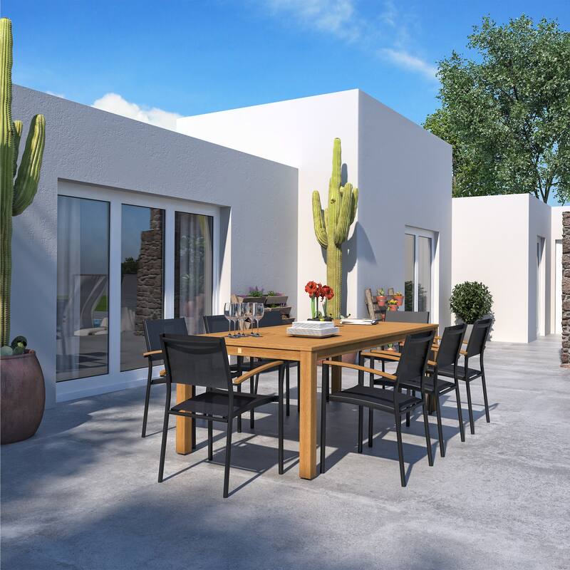 Amazonia Juliette 7-Piece Teak Finish Patio Dining set - Brown