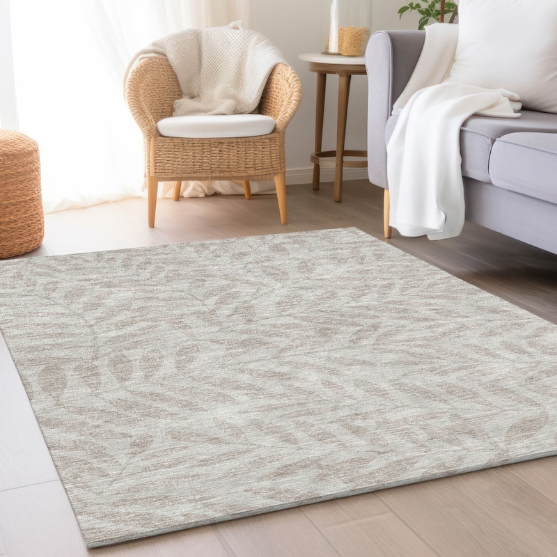 Premium Washable Super Soft Floral Jungle Mayfield Rug - Taupe - 2'6" x 3'10"