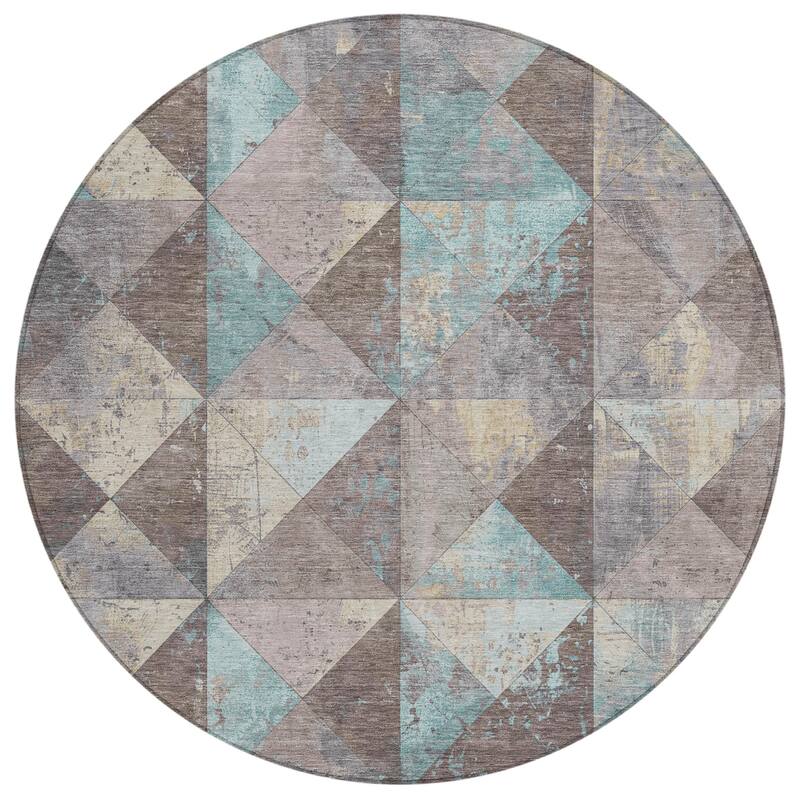 Machine Washable Indoor/ Outdoor Contemporary Diamonds Chantille Rug