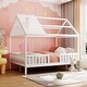 preview thumbnail 1 of 7, White Pine Wood House Platform Bed with Roof and Fence