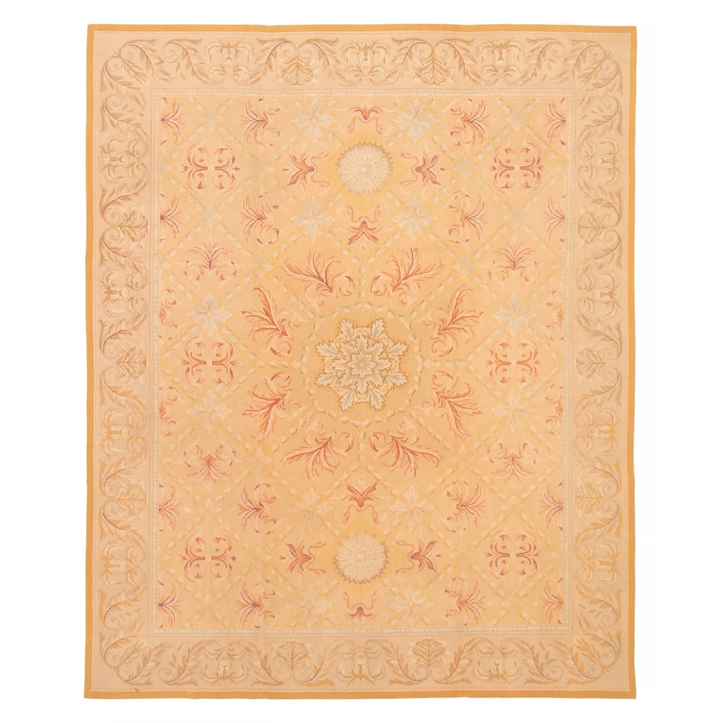 ECARPETGALLERY Flat-Weave Dynasty Beige, Tan Wool Tapestry Kilim - 7'7 x 9'6