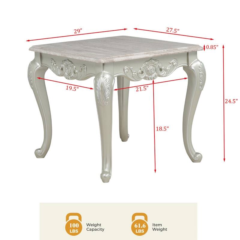 Best Master Furniture Cavari Champagne Pearl Faux Marble Traditional End Table