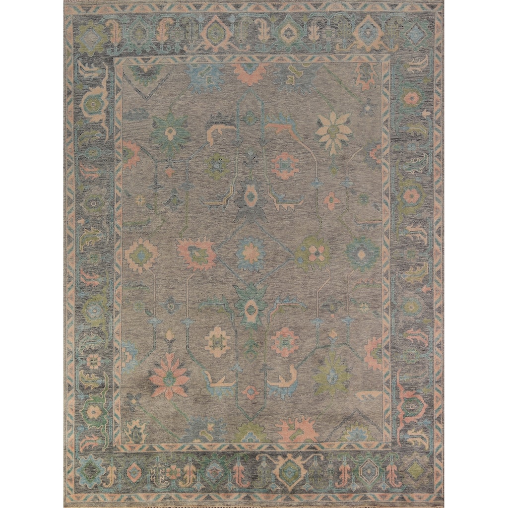 Oushak Indian Area Rug Hand-Knotted Wool Carpet - 7'10"x 9'11"