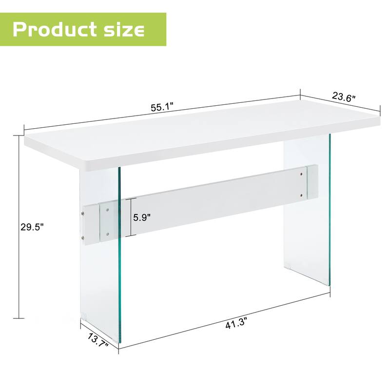 ivinta Modern White Dining Table, High Glossy Dining Room Table