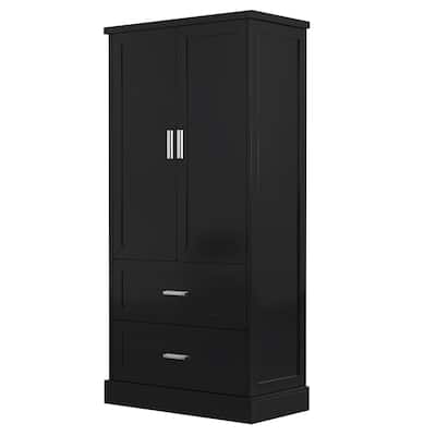 Tall Bathroom Storage Cabinet, Cabinet with Two Doors and Drawers