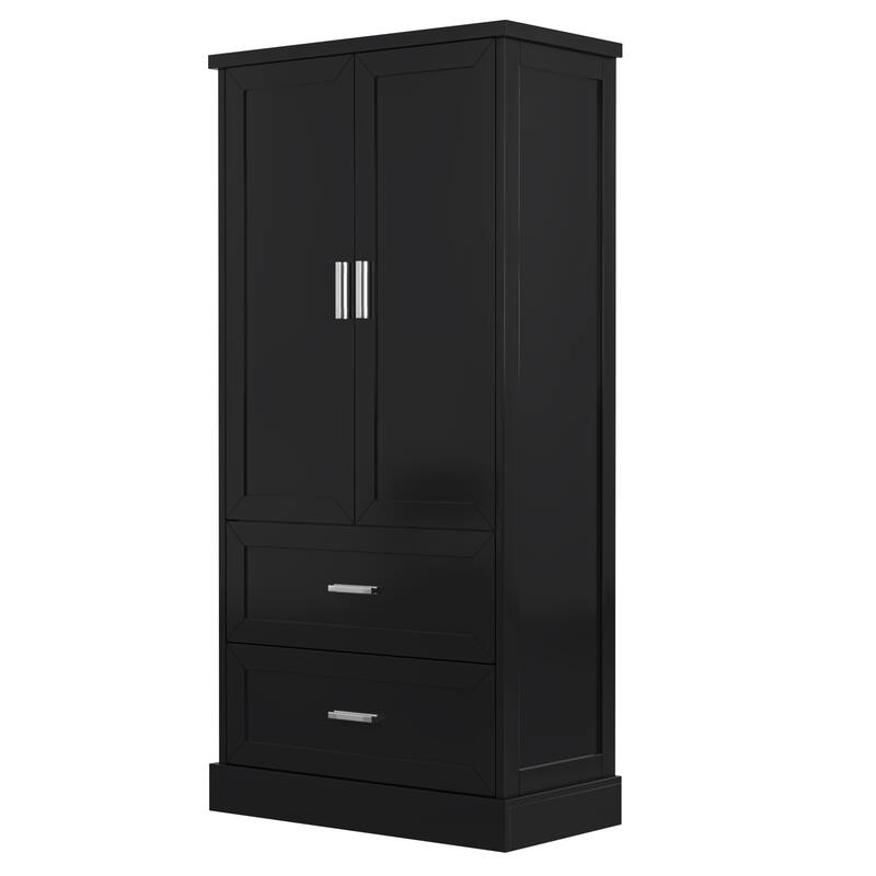 Tall Bathroom Storage Cabinet with Adjustable Shelves and Door Racks, Waterproof Freestanding Cabinet with Drawers