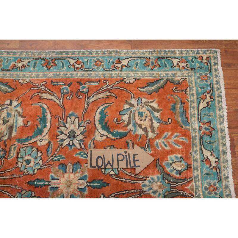 Hand Knotted Oriental 100% Wool Carpet Traditional All-Over Oranges & Rust Tabriz Area Rug - 3' 8'' X 3' 2''