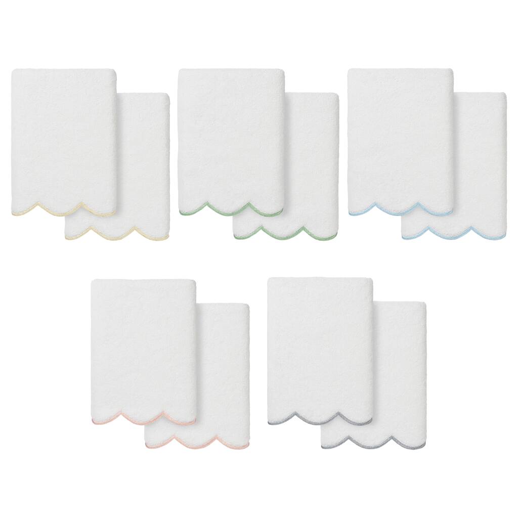 Authentic Hotel and Spa 100% Turkish Cotton ADORNIA Scallop 2PC Hand Towel Set - 2 Hand Towels