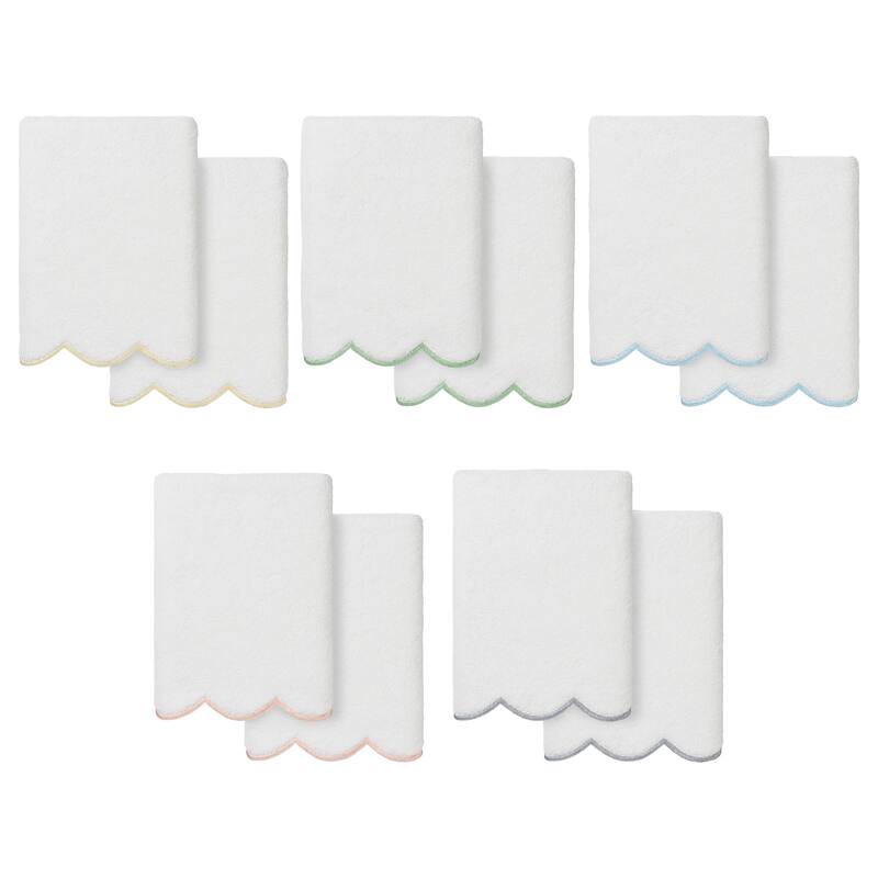 Authentic Hotel and Spa 100% Turkish Cotton ADORNIA Scallop 2PC Hand Towel Set - 2 Hand Towels