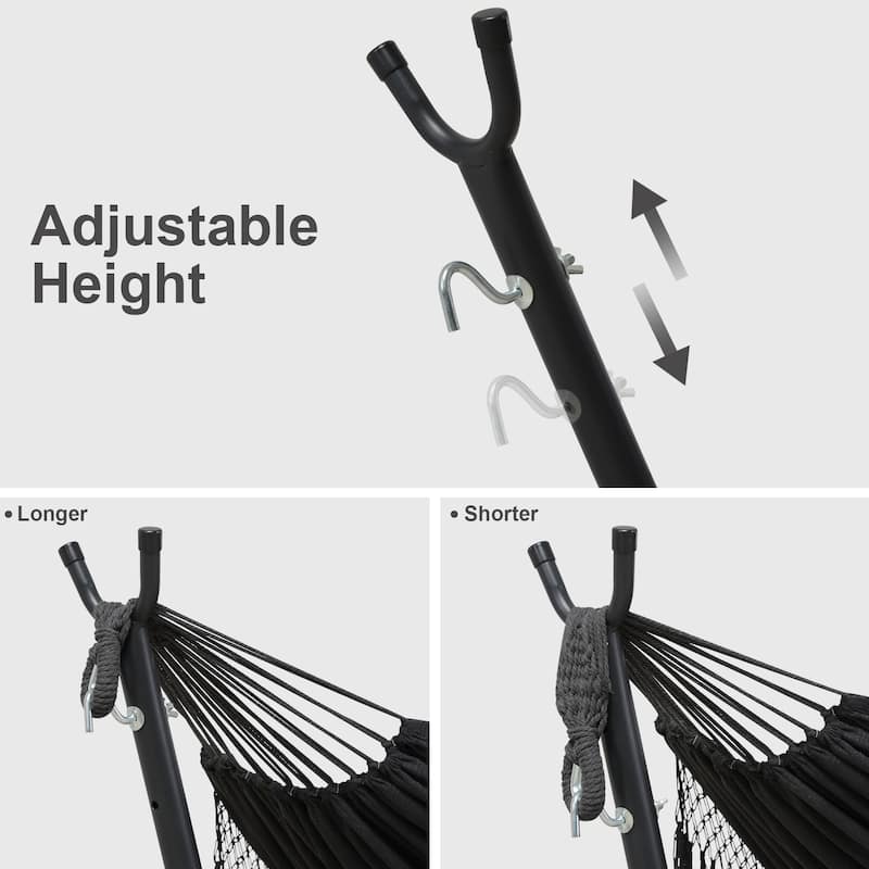 9.35 ft. 2-Person Brazilian-Style Foldable and Portable Outdoor Hammock Bed with Stand Set - 112.2 in.* 44.1 in. *40.9 in.