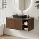 preview thumbnail 3 of 33, 36'' Single Bathroom Vanity with Glossy Sintered Stone Top, Light Wood & Dark Wood