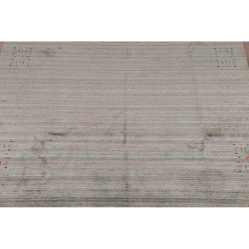 Striped Gabbeh Indian Area Rug Handmade Tribal Wool Carpet - 9'0"x 11'6"