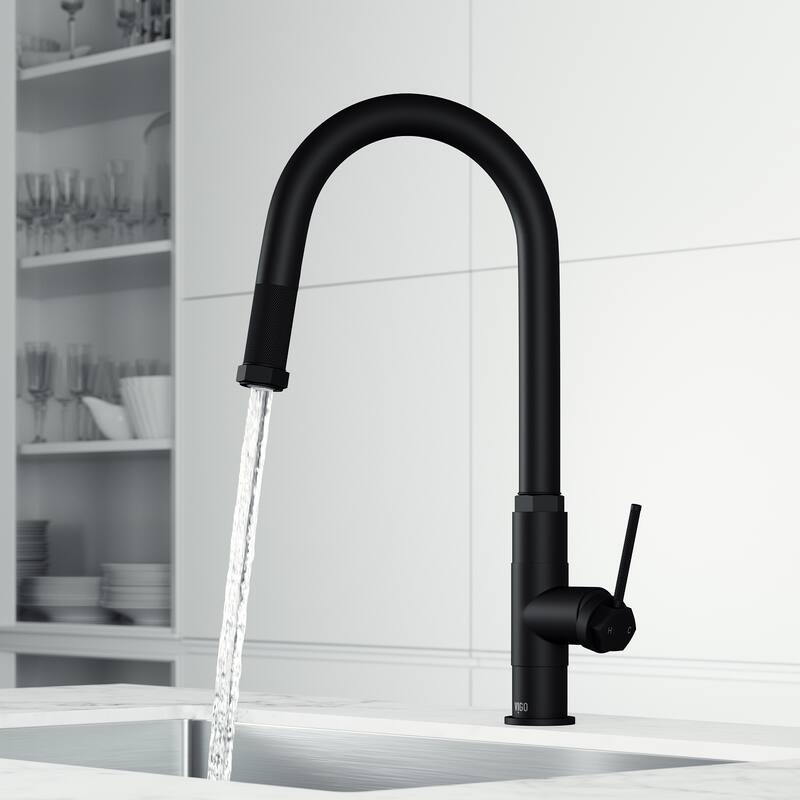 VIGO Hart Arched 18" H Single Handle Pull-Down Kitchen Faucet