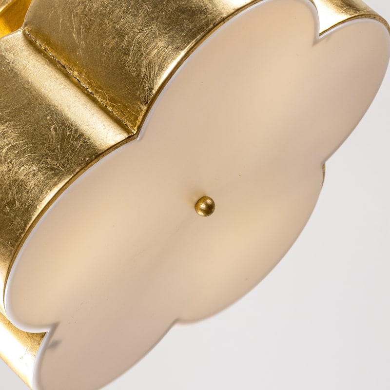 15.4" Distressed Gold 3-Light Flower Semi-Flush Mount Ceiling Light