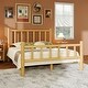 preview thumbnail 2 of 16, Farmhouse Log Bed Frame - Queen Size Rustic Pine Wood Construction