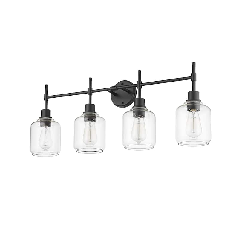 Millennium Lighting Asheville Bathroom Vanity Fixture in Matte Black with Clear Glass Shades