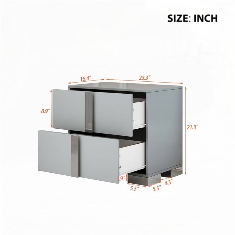 Elegant Nightstand with Metal Handle
