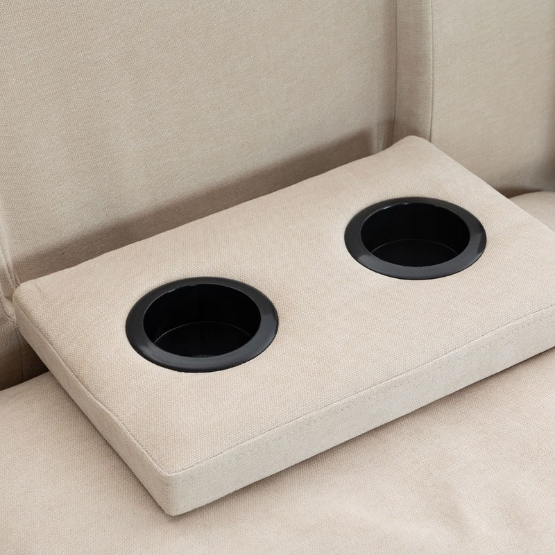 Modular Sofa with Removable Storage Ottoman, 2 Hidden Cup Holders