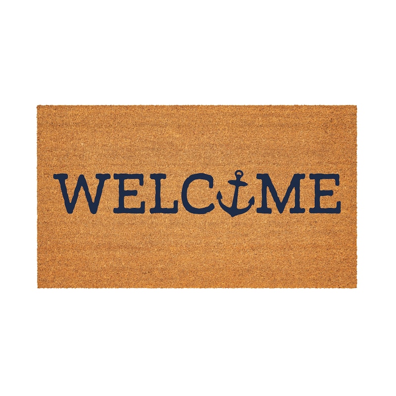 Welcome Anchor Coastal Coir Mat 28"x16" - 28" x 16"