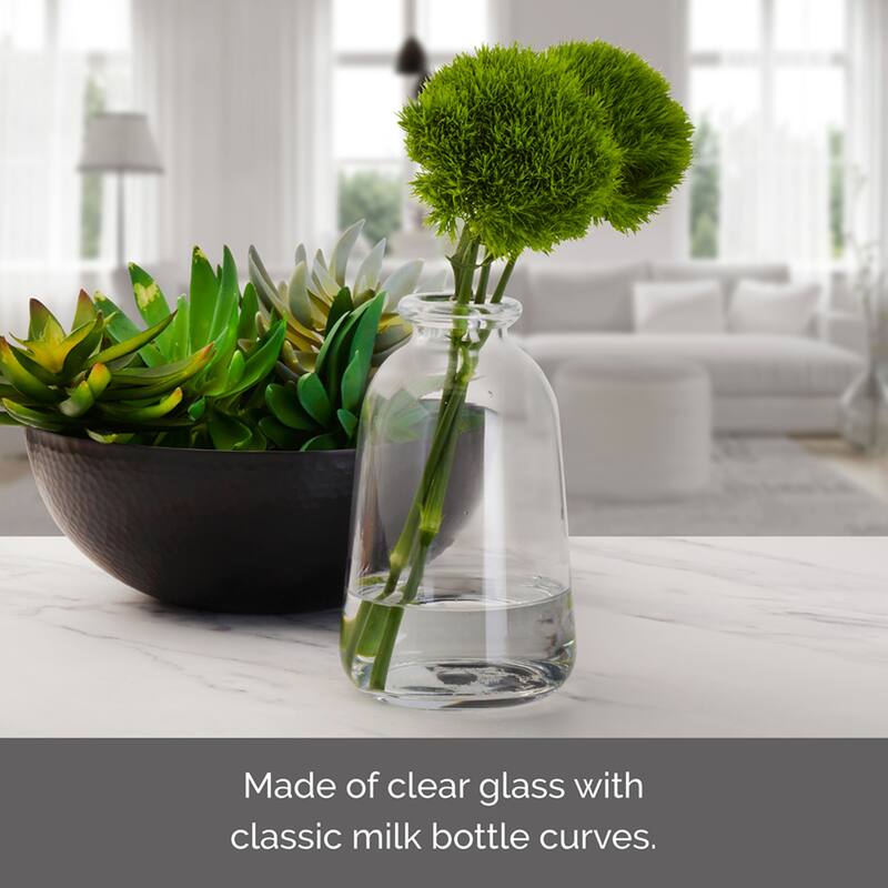 Elements Milk Bottle Vase, 8 Inch, Clear
