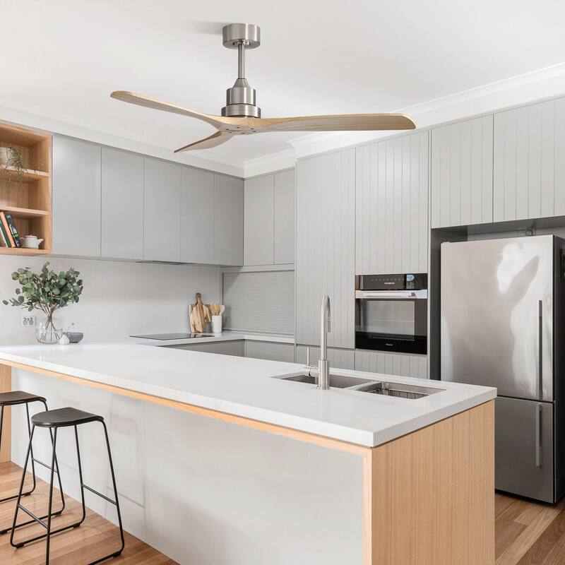 Sofucor 52 Inch Ceiling Fan without Light Solid Wood,with Remote,Smart Optional-Alexa/Google Assistant/APP/Remote Control